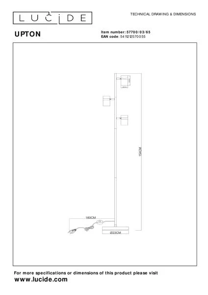 Lucide UPTON - Vloerlamp - 3xGU10 - Fumé - technisch